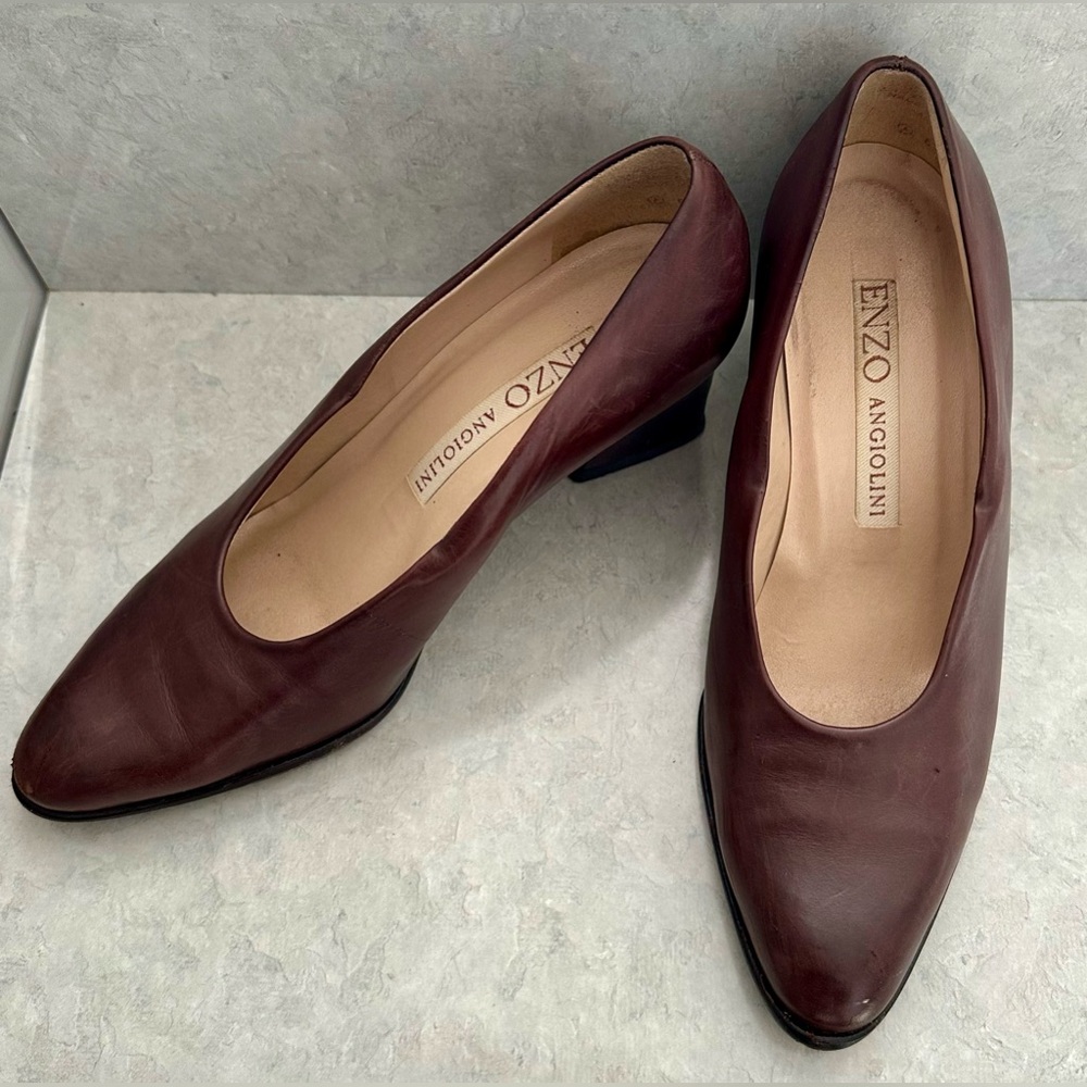 Enzo Angiolini Brown Leather Heels Size 6